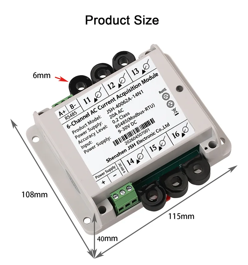 6-Channel 4-20mA AC Current Monitor for Industrial Automation