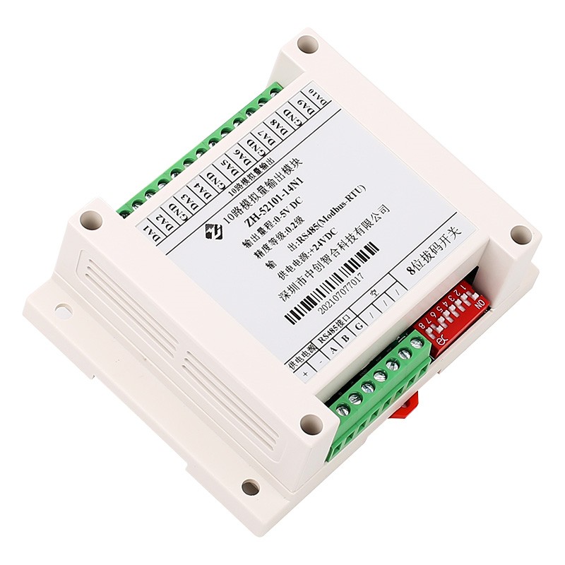 10 Channel DA Analog Output Module Modbus-RTU 0-10V/4-20mA DAC