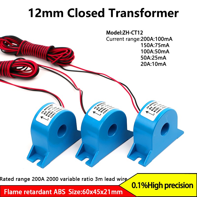 200A High-Precision 12MM Closed AC Current Transformer