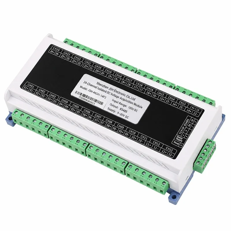 DIN Rail 2000V Isolated 24-Channel DC Voltage & Current Acquisition Module with Modbus RTU/TCP
