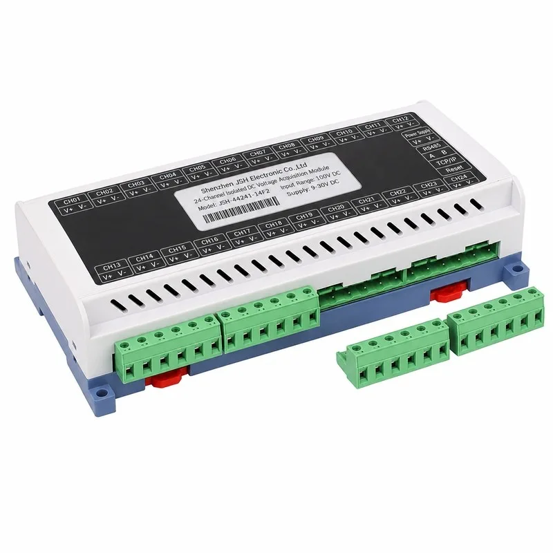 DIN Rail 2000V Isolated 24-Channel DC Voltage & Current Acquisition Module with Modbus RTU/TCP