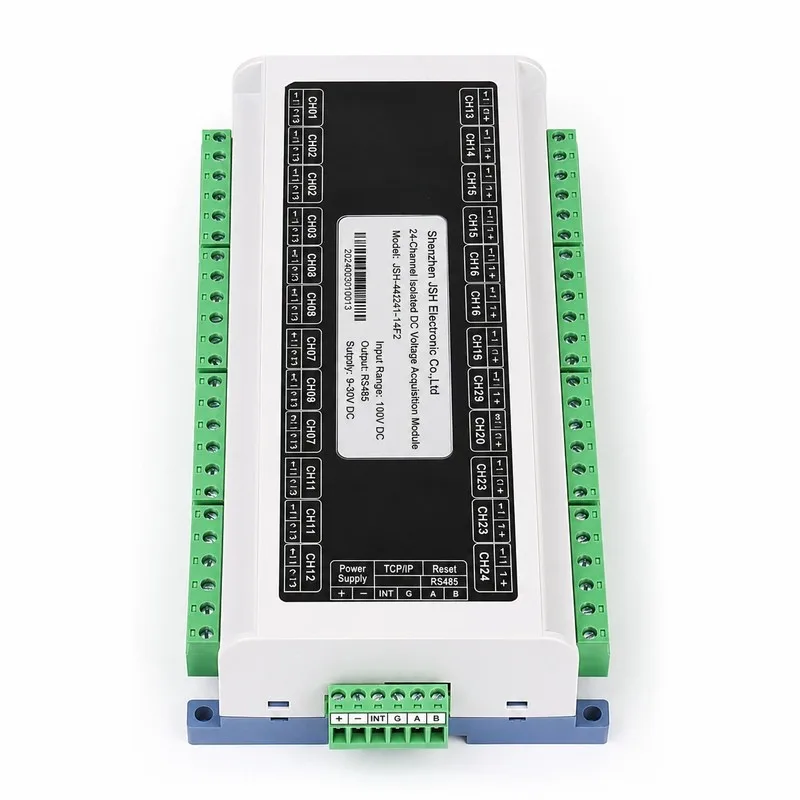 DIN Rail 2000V Isolated 24-Channel DC Voltage & Current Acquisition Module with Modbus RTU/TCP