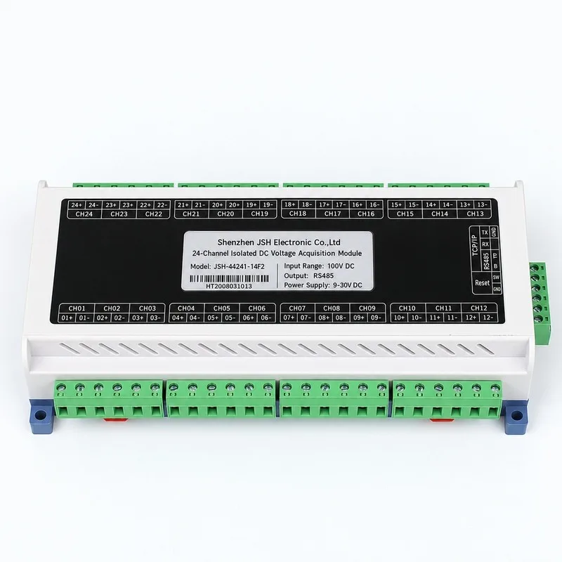 DIN Rail 2000V Isolated 24-Channel DC Voltage & Current Acquisition Module with Modbus RTU/TCP