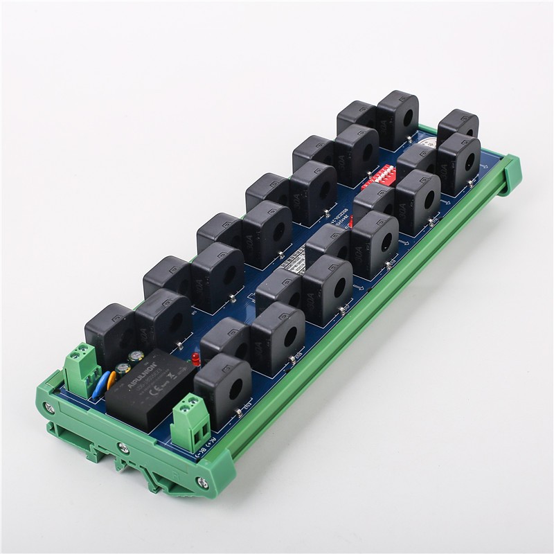 24 Channel Through-Hole AC DC 5A-60A Current Data Collector RS485 Modbus Industrial Current Monitor