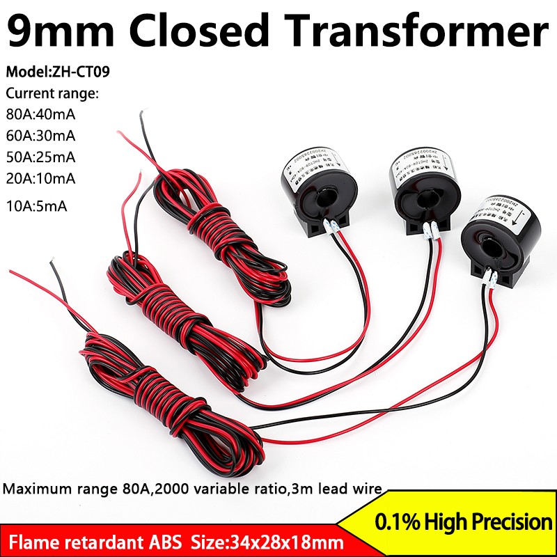 9mm Closed Current Transformer 80A Mini Current Transformer ZH-CT09